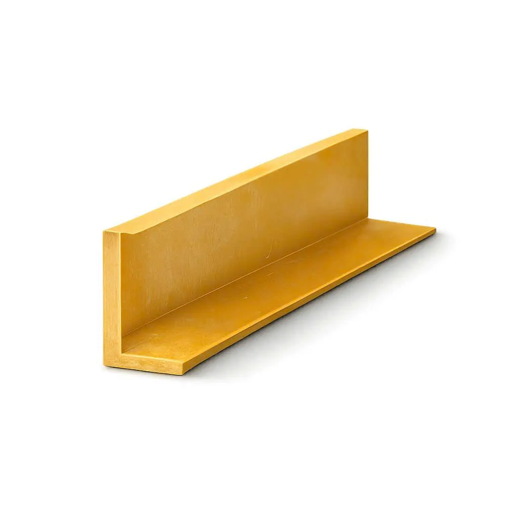 Close-up of pultruded FRP angle bar profile cross-section