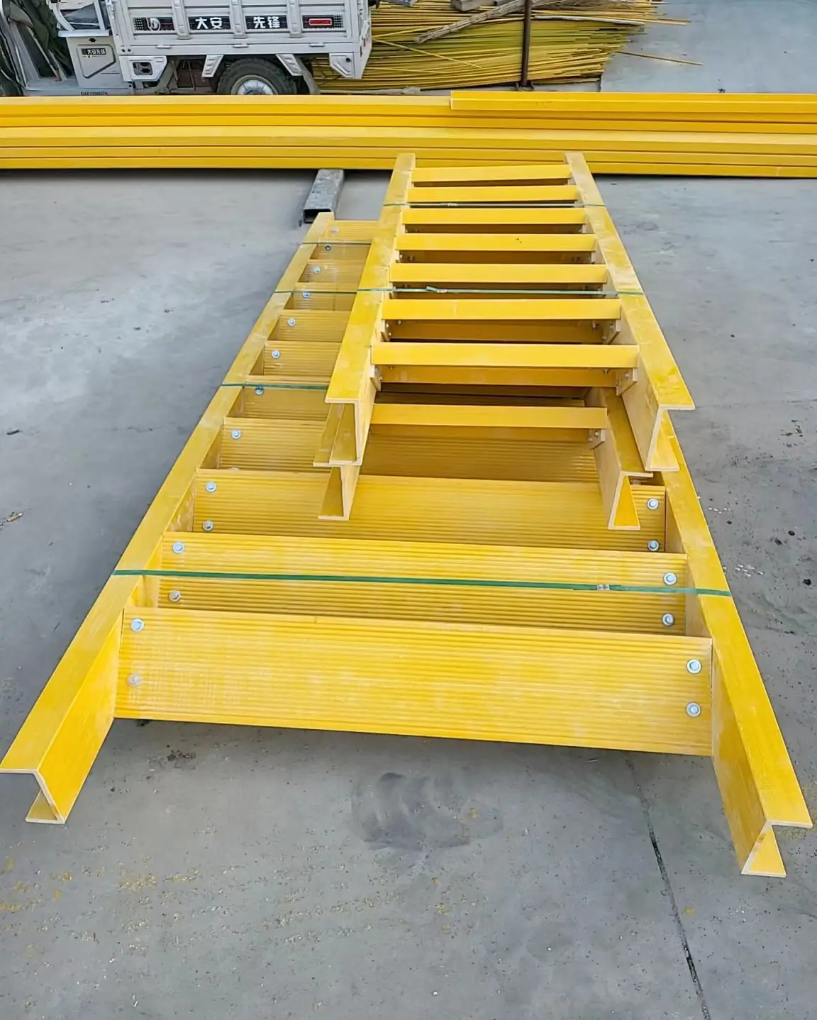 FRP guardrail system for elevated walkway safety